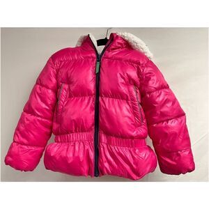 Toys R Us Kids Full Zip Up Packable Quilted Hoodie Jacket Pink Size 5/6